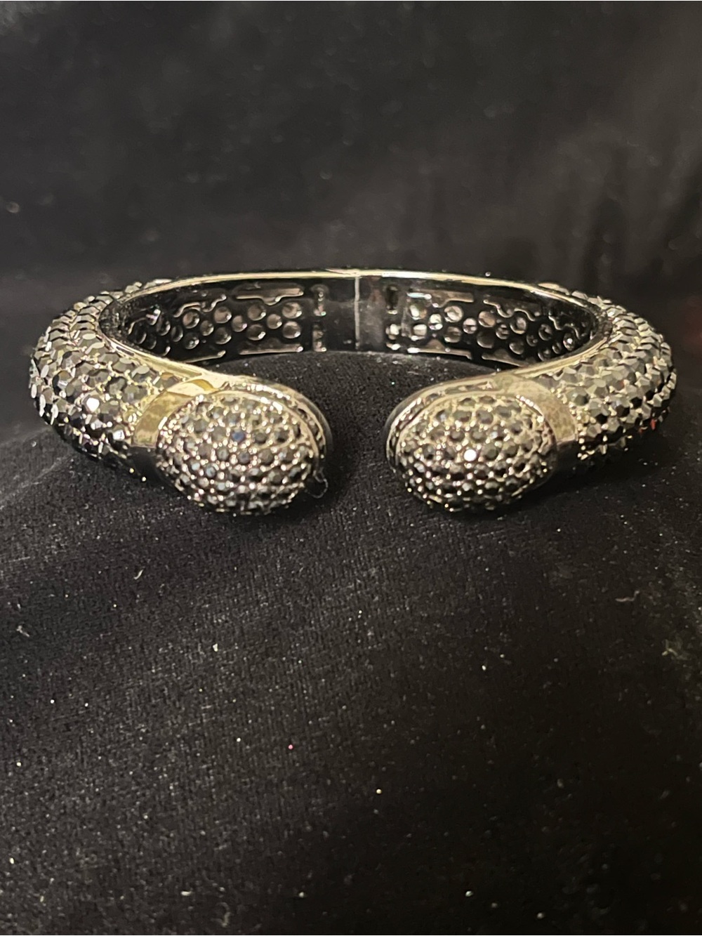 Joan Boyce “Kissable” Black Crystal Pave Open Cuff Bracelet 1704